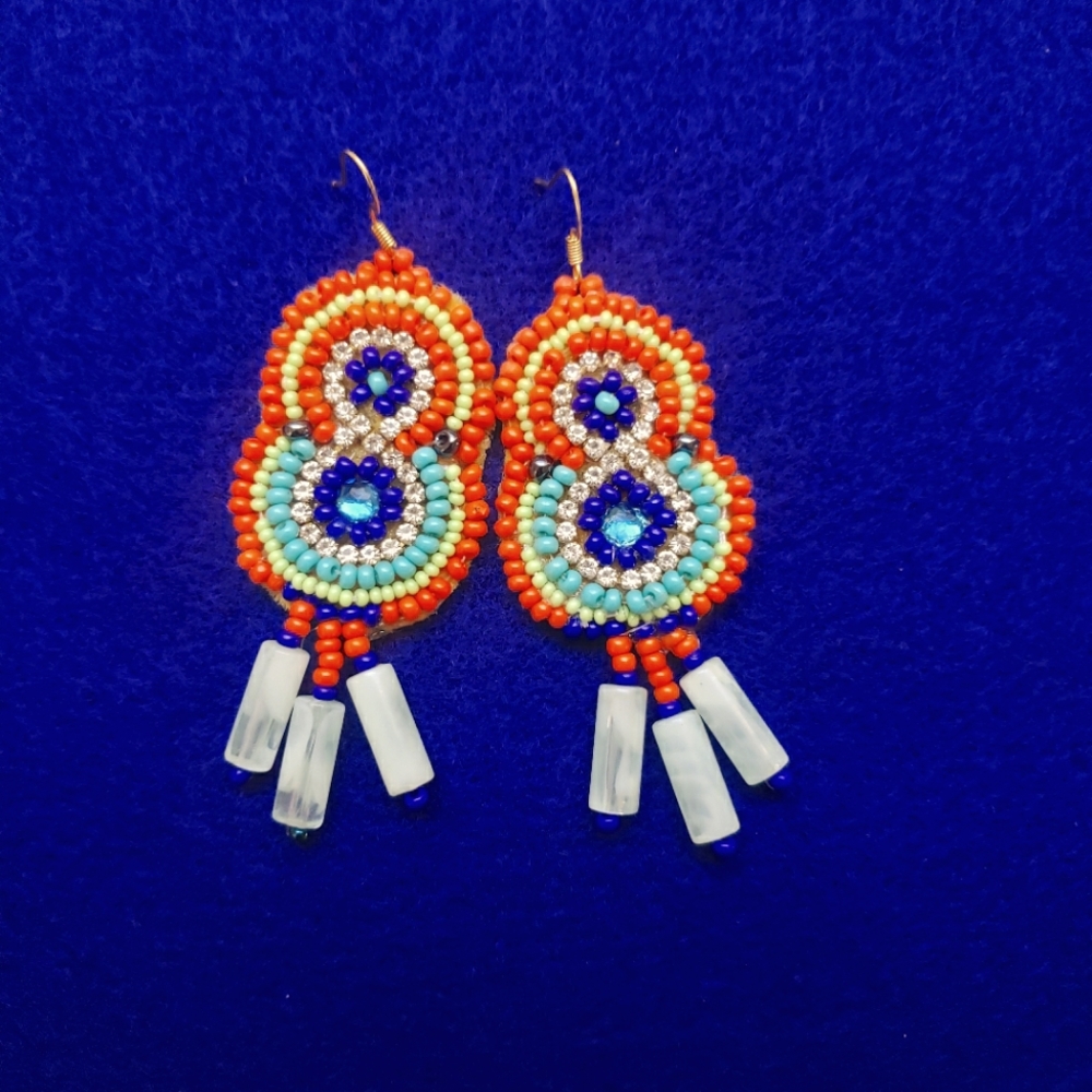 "Rainforest " beaded dangle earrings